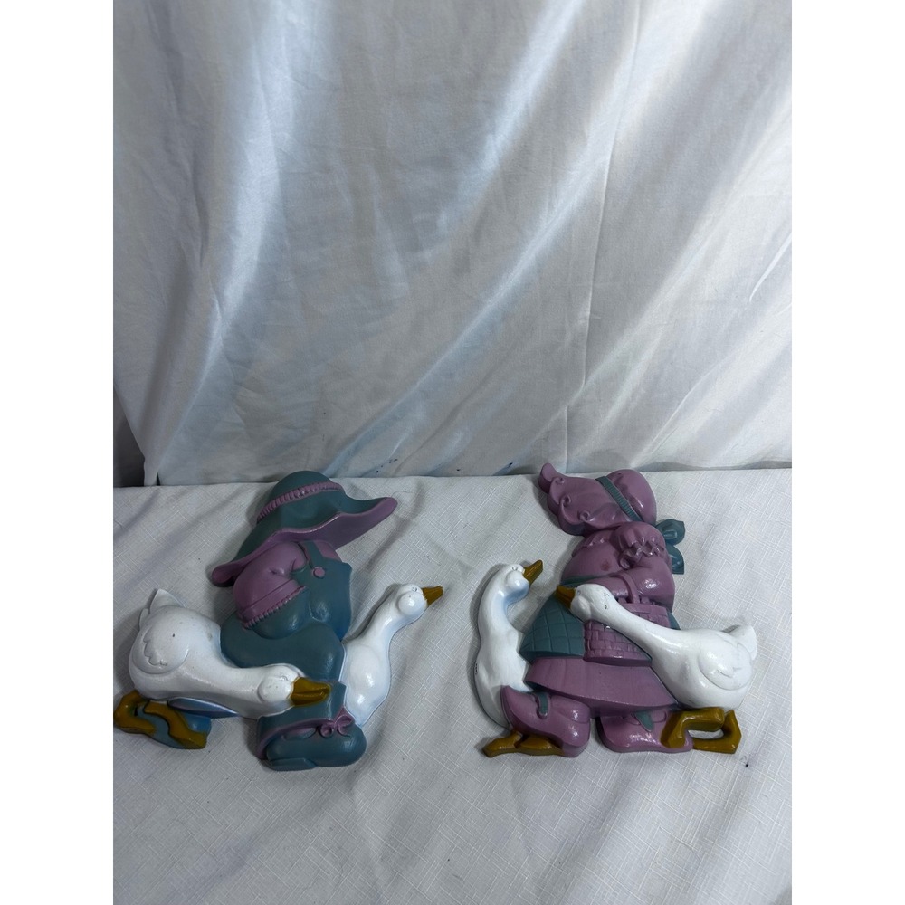 Burwood Wall Hanging Set 10in Purple Teal Vintage 1988 Goose Boy Girl Decor Kids
